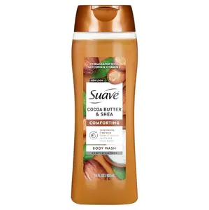 Suave Cocoa Butter + Shea Moisturizing Body Wash with Glycerin & Vitamin E, Hydrating Skin Cleanser For Soft, Smooth Skin, Long Lasting Scent, Paraben Free, 18 FL OZ