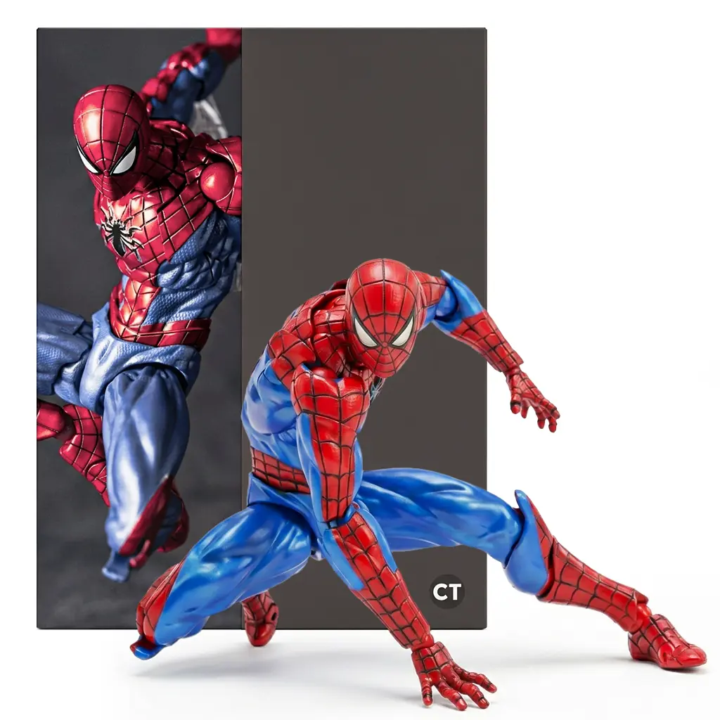 CT Toys 1:12 Scale Spider-Man Ver. 2.0 Collector Action Figure, 6.3-in Highly Poseable Comic Collectible with Web Effects, Swappable Eyes, Display Stand, Action Figures