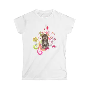 Happy Frutiger Metro Adorable Kitty Women's T-Shirt 100% Cotton