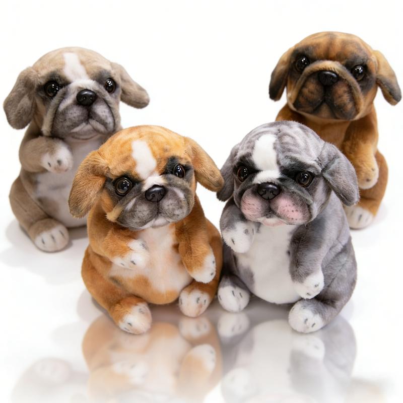 Realistic Bulldog Plush Toy, Stuffed Animal, Soft Fabric Dog with Expressive Eyes and Ears, Realistic Fur Texture, Warm Companion Gift