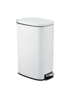 Garvee Slim Kitchen Garbage Can 13 Gal, Narrow Stainless Steel Bin with Removable Inner Bucket & Soft Close Lid, Ideal for Bathroom, Living Room, Office, White