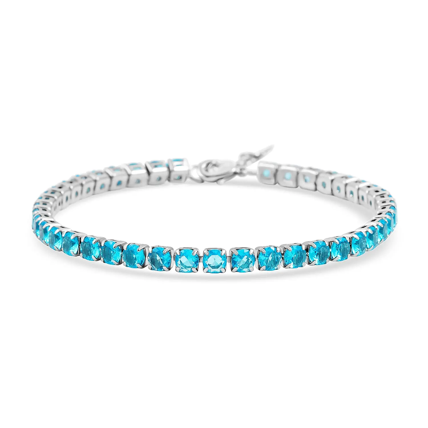 Simulated Paraiba Tourmaline Bracelet in Silvertone (7.50 In) 9.65 ctw