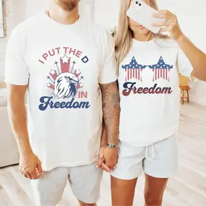 Funny Couple Shirt Fourth Of July I put the D in Freedom Shirt , Fourth Of July T-Shirt Cotton Fabric Womenswear Cotton Fabric