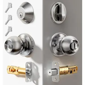 Keyed Alike Exterior Door Knob and Single Cylinder Deadbolt Combo Set, Easy Installation Keyed Same Entry Door Lock for Entrance Front Door, Heavy Duty, Brushed Nickel
