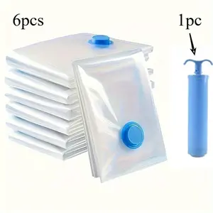 [Vacuum Storage Bag] Vacuum storage bag with manual pump | Portable travel bag for clothes, blankets, bedding, duvet, down comforter, ideal household items, Compression Storage Bags, Space Saving Bags