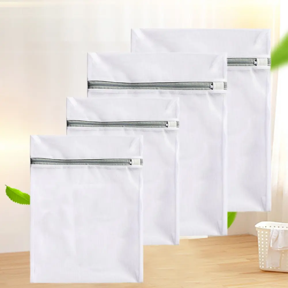 4Pack Mesh Laundry Bags for Delicates with Non Rust Zipper- White Laundry Bags Mesh Wash Bags, Easy Fit Bra, Sock,Lingerie,Sneaker,Laundry for Washing Machine Travel Storage (20X24 inch/16X20inch) - Home Improvement.