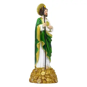 San Judas 12" Knch Tall 25457-12 Money Stack Estatua - Detailed Statue with Wings and Coin Collection Base Saint Jude Santo De los Casos impossibles Patron Saint Religious Decor