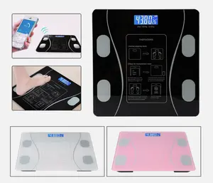 Digital Bathroom Scale for BMI Highly Accurate Smart Bluetooth Scale LCD Display- Black