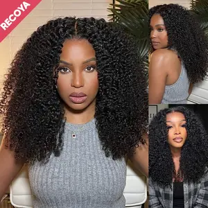 Afro Kinky Curly Human Hair Wigs with Realistic 4C Baby Hair Edges 250% Density Glueless 7x6 HD Transparent Lace Closure Wigs for Black Women Pre Cut Prebleached Lace wear and go glueless  Wig Big Volume Natural 3C 4C Texture