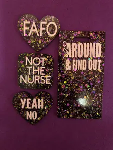 funny retractable badge reel FAFO Badge Reel Matching Customizable Badge Buddy coquette bow hospital worker great gift cute id card Christmas creative nurse acrylic