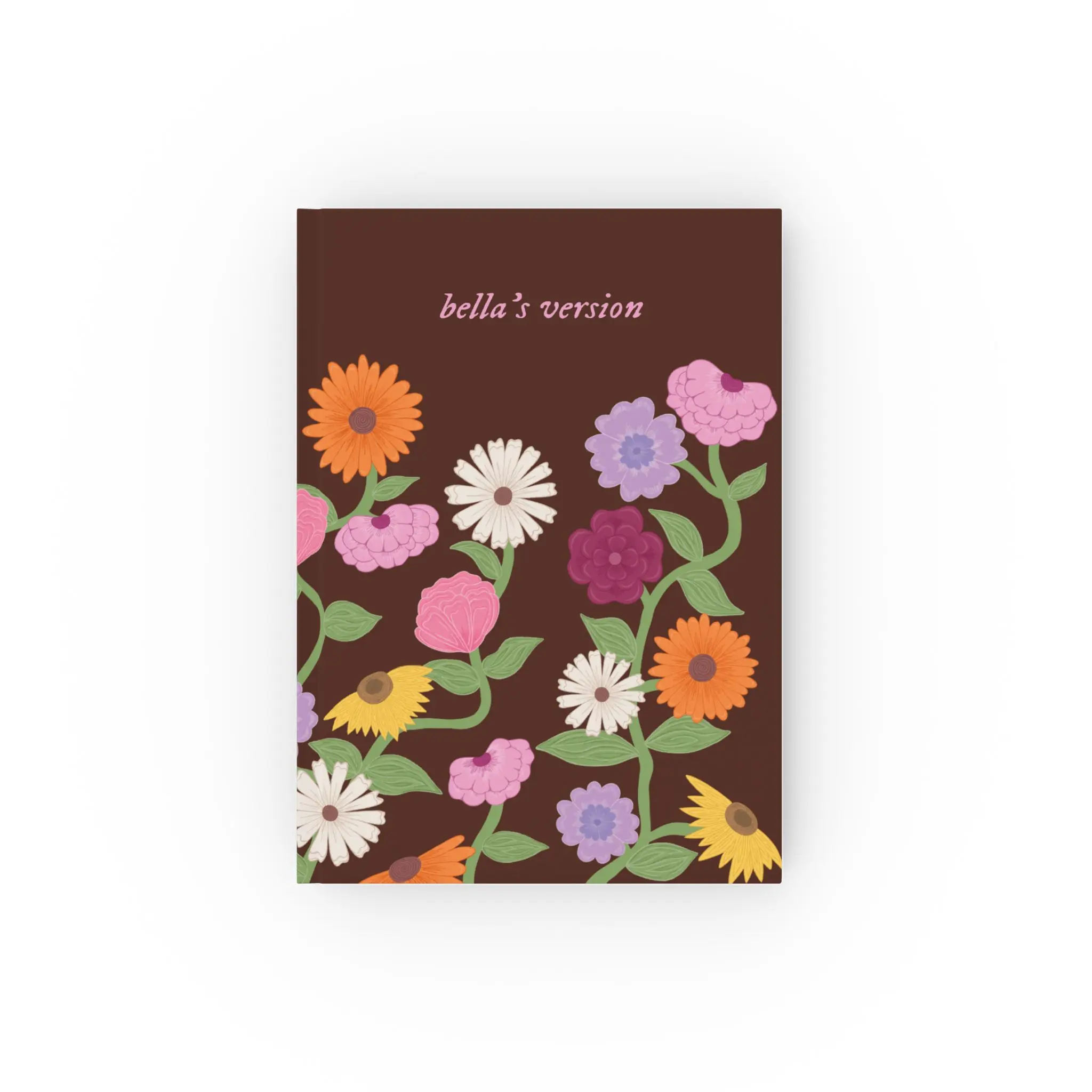 Custom "Your Name's Version" Blank or Graph, Acoustic Piano Flowers Personalized Hardcover Notebook, Small 5.2" x 7.4"
