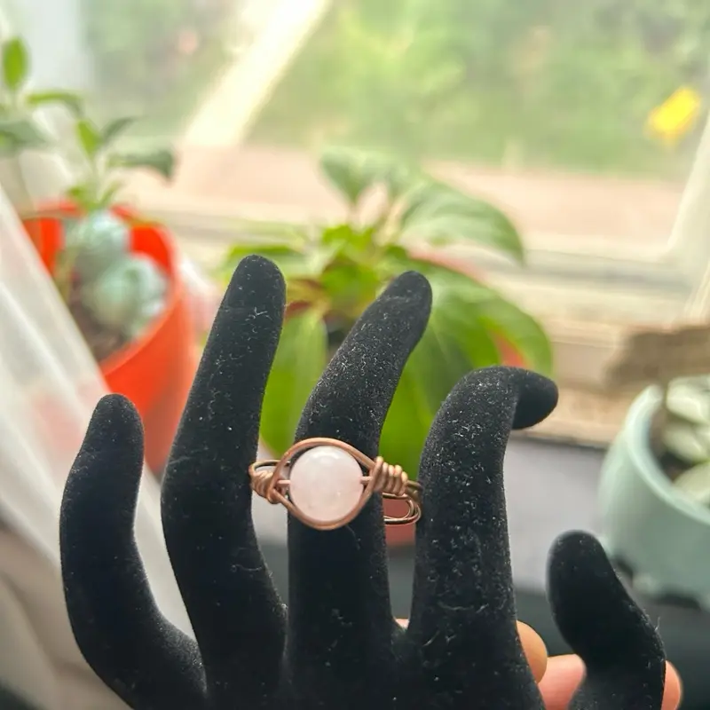 Rose Quartz Copper Ring