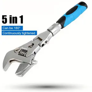 Adjustable Multi-Function Ratchet Wrench with 180°   Folding + Rotating Head Crescent Wrench, 5-in-1 Adjustable Torque 10-12 Inch(FS)