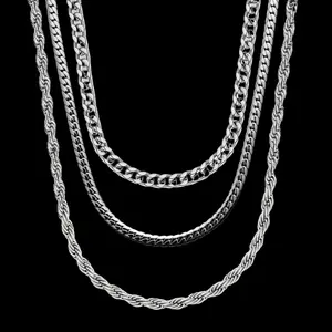 Imperium 3 Chains for $99 Silver Finish - 5mm Cuban Link, 4mm Rope, 5mm Miami Cuban Link - Ultimate Style Bundle