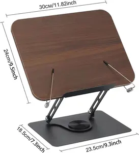 Book Stand for Reading, Foldable Textbook Reading Stand with 360° Swivel Base and Elastic Page Clips, Adjustable Desk