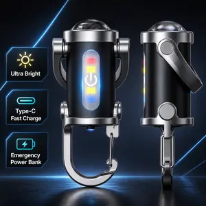USB Rechargeable Pocket Keychain Torch with Red/Blue SOS Strobe, Metal Clip, Waterproof Tactical Design | Camping, Emergency Night Safety Tool