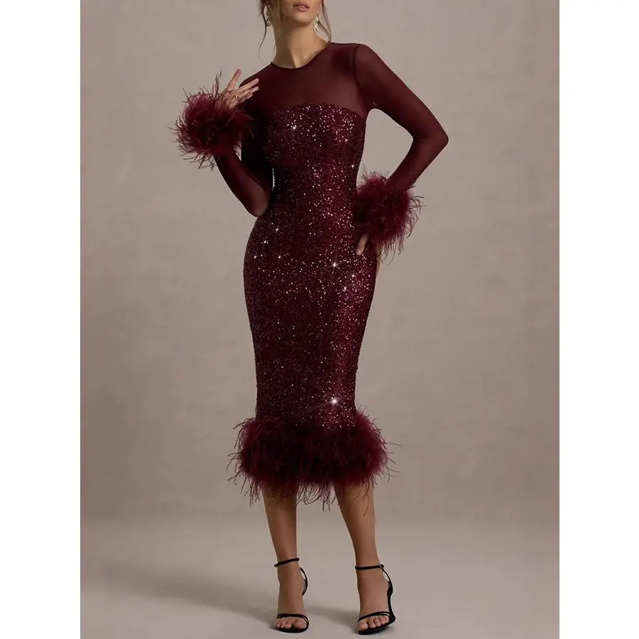 beaded party dress modest Modest Heavy Beaded Long Sleeve evening Dress – MG's Couture