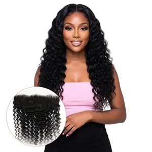 Deep Wave 13x4 Transparent Lace Frontal - 100% Virgin Human Hair for Big Curls & Natural Finish - Sew Ins & Wig Installs