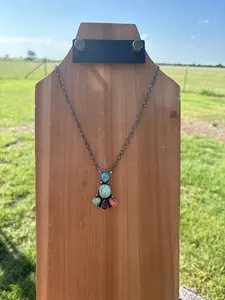 Multi-Stone 5-Stone Cluster Necklace