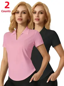 Women's Moisture-Wicking Breathable Polo Shirt Set, Casual Loose-Fitting Short Sleeve Top for Running Golf Sports