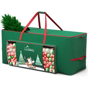 Christmas Tree Storage Bag- Fit for 9ft Artificial Trees, 600D Oxford Christmas Tree Bag with Transparent Pouch & Side Pocket, Extra Large Tree Bags with Sturdy Handles & Dual Zipper, Green