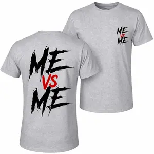 Men's Pure Cotton Short-Sleeve Shirt With Me Vs Me Print—A Unisex Casual Style Perfect For Spring And Summer; Featuring A Cool Graphic Design And A Classic Crew Neck, Suitable For All Four Seasons.
