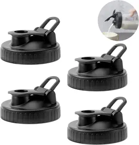 Pour Spout Lids for Ball Regular Mouth Mason Jars, Airtight Canning Jar Flip Cap Top Lid for Drinking, Salad, Dressing Pouring, Leak-Proof, Black Pack of 4 FyndraX