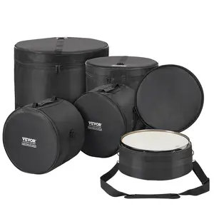 VEVOR 5-Piece Drum Bag Kit, Durable 1680D Oxford Material, Cushioned Cases with 1.5m Removable Shoulder Strap and Carry Handles, Collapsible, Fits 22'' Bass, 12''/13''/16'' Toms, 14'' Snare