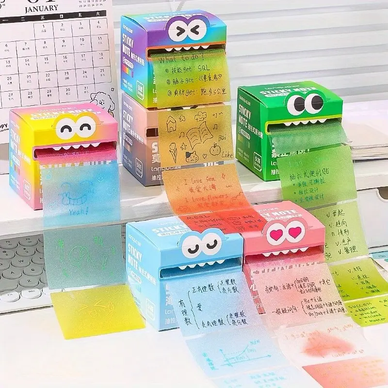105 sticky notes/box, pull-out, pearlescent, transparent, for taking notes, school stationery