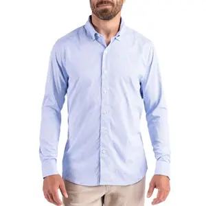 Cutter & Buck Skyline Epic Confidence Gingham Mens Big & Tall Long Sleeve Dress Shirt