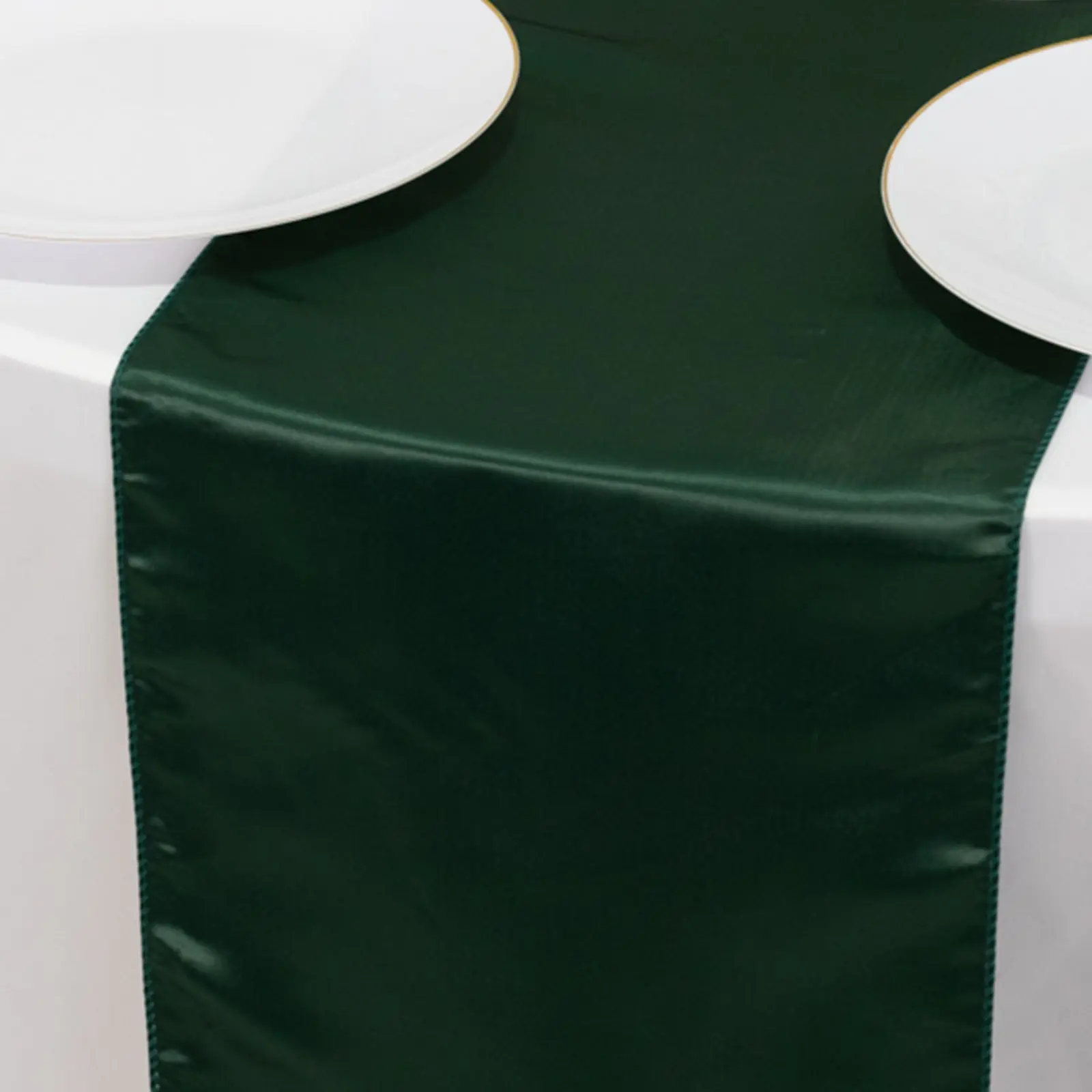 Lamour Satin Fabric Table Runner, 12"x108" Hunter Emerald Green - Smooth, Lustrous Finish for Dining Table, Home Decor, Event, Party