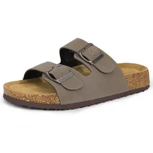 SHOESLOCKER Women's Cork Slides Cloud Comfort & Timeless Style for Summer Double-Strap Buckle Cork Sole Ideal for Outdoor Adventures Footwear Slipper Straps Sandal