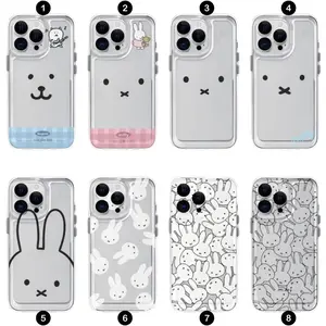 Cartoon Cute Rabbit Miffy Couple Artistic Phone Case Cover Compatible with iPhone 11, 12, 13, 14, 15, 16, 17 Plus Pro Promax