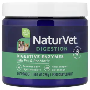 NaturVet Digestive Enzymes With Pre & Probiotic, For Dogs & Cats, 8 oz (228 g)