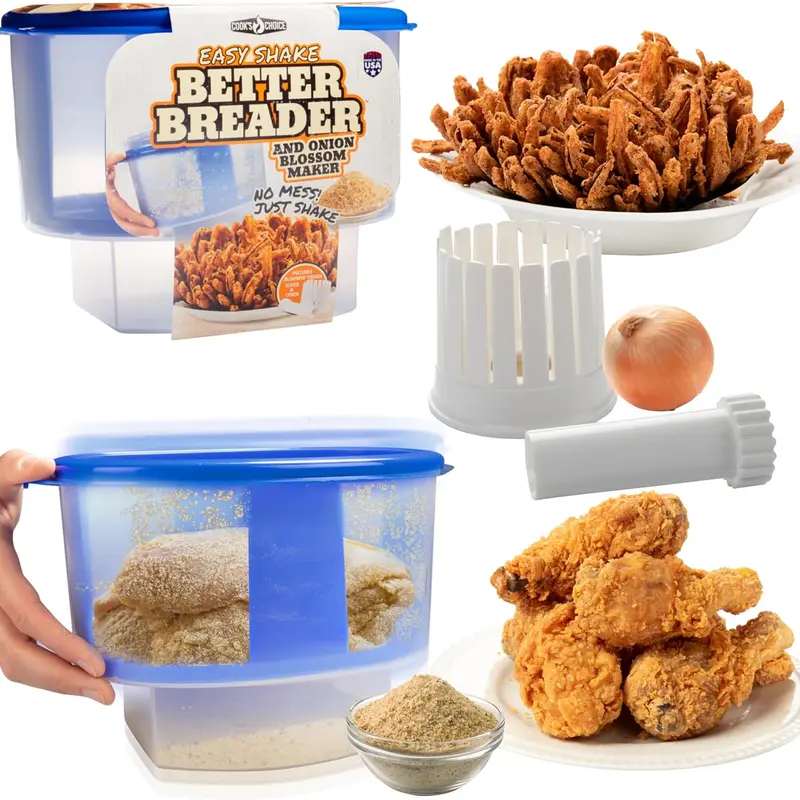 Onion Blossom Maker Set- All-in-One Blooming Onion Set with Corer and Breader Batter Bowl