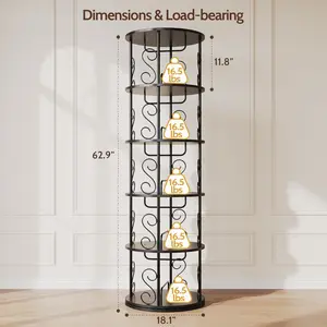 Vividwood 5 Tier Rotating Bookshelf, 360 ° Display Corner Book Shelf, Stackable Spinning Bookshelf Tower, Narrow Tall Revolving Bookcase, Round Swivel Storage Organizer