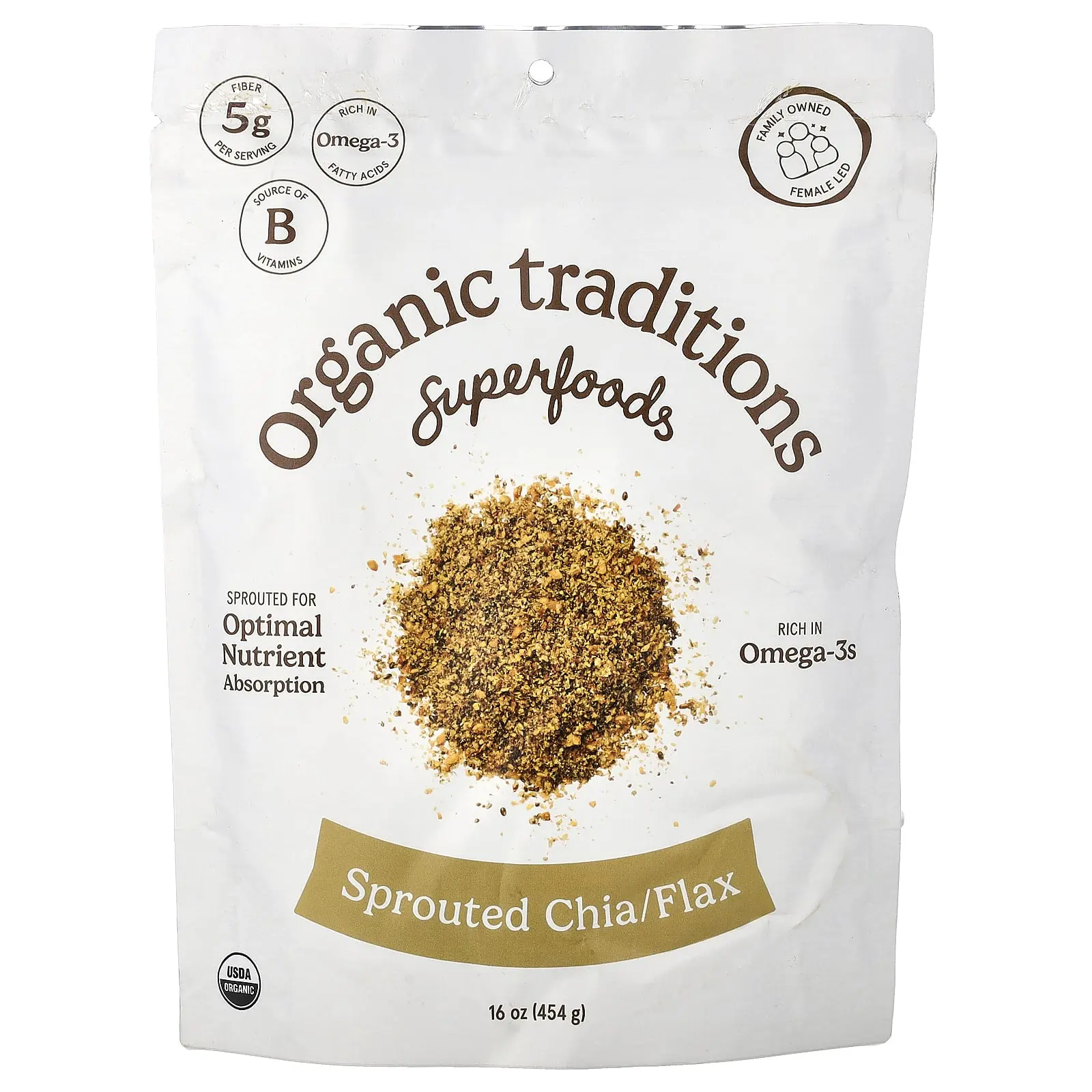 Organic Traditions Superfoods, Sprouted Chia / Flax, 16 oz (454 g) Organic Traditions Superfoods, Sprouted Chia / Flax, 16 oz (454 g)