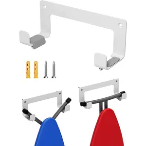 Wall Mount Stainless Steel Ironing Board Holder Y T Leg Ironing Board Hanger Heavy Duty Iron Board Hooks for Laundry Room Wall, White