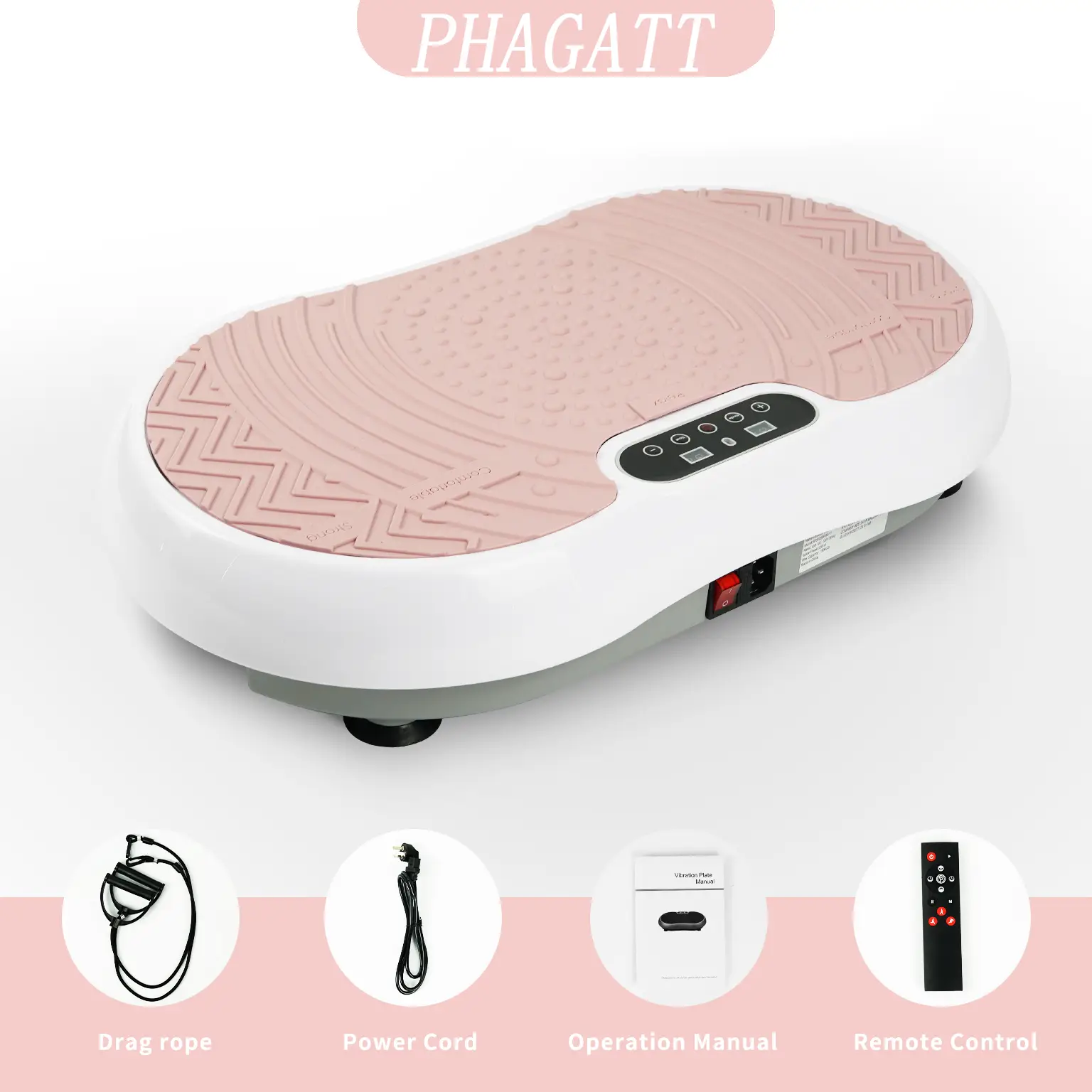 PHAGATT Vibration Plate Exercise Machine, 99-120 Level Vibration Adjustment, 2 Fitness Resistance Bands, Body Relaxation