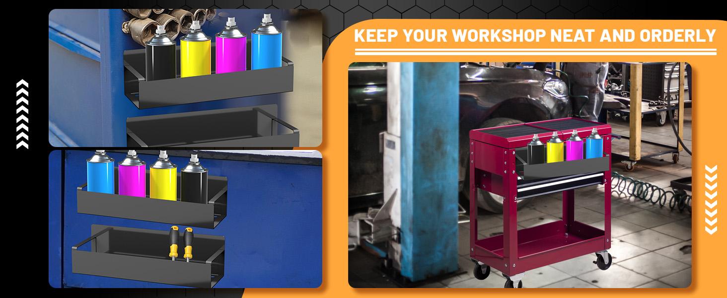 2 Pcs Magnetic Spray Can Holder,with 2 Pcs Small Hooks Wall Mounted Spray Bottle Rack Magnet Toolbox Holder Rack for Garage and Home, Craft Workspace(COLOR:Black)