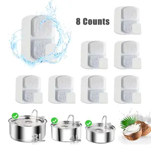 Cat Water Fountain Filter, Stainless Steel Pet Water Dispenser Replacement Filter Element, Quadruple Filtration System, Suitable for 3L/4L/8L Cat and Dog Water Dispenser