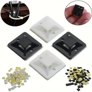 20*20mm/25*25mm Self-Adhesive Zip Tie Cable Wire Mount Base Clamps Wall Holder And 100pcs Cable Tie