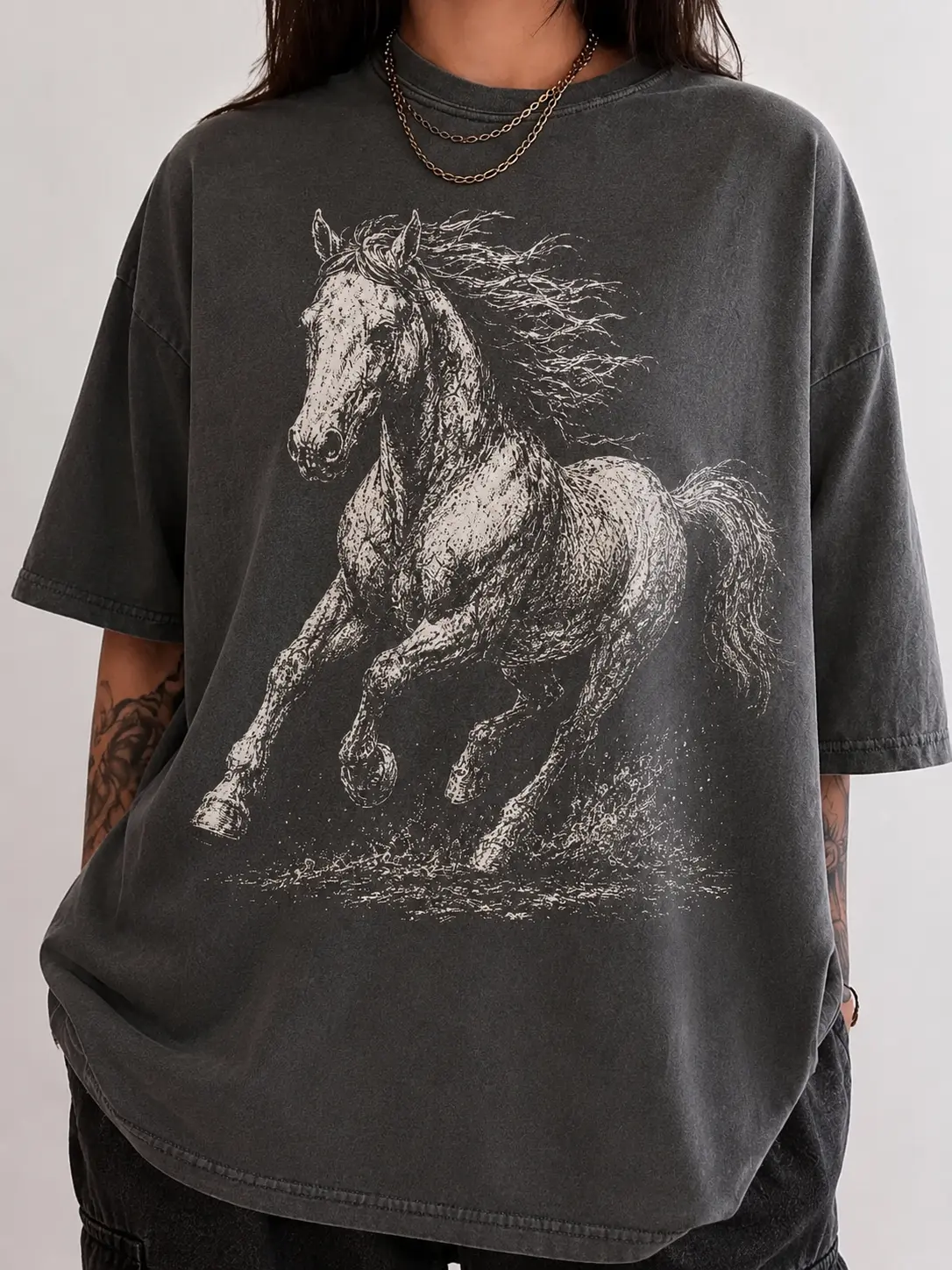 Comfort Colors Vintage Running Horse Shirt, Wild Stallion Graphic Tee, Rustic Western Horse T-Shirt, Equestrian Nature Art Shirt