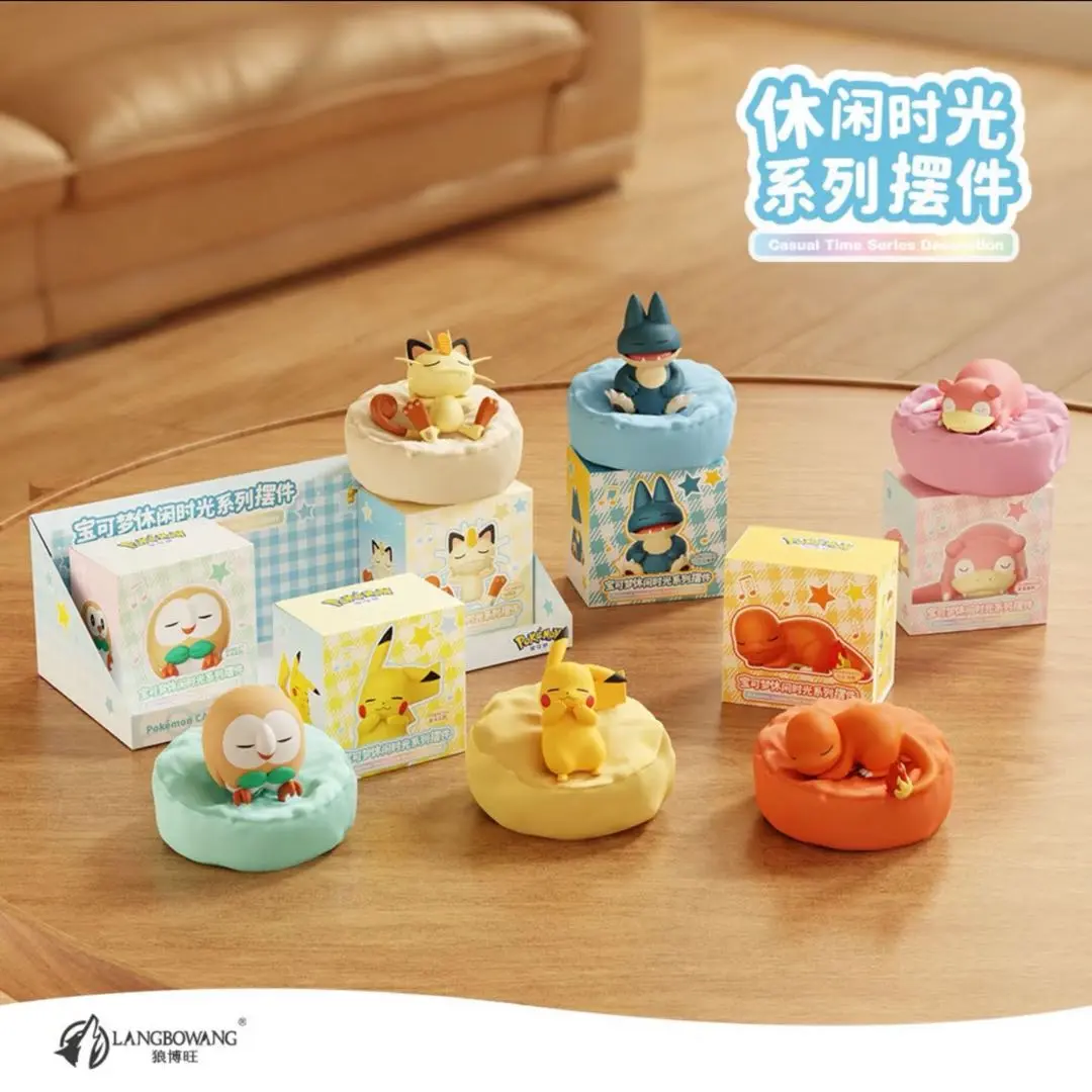Official Funism 6 New Styles Pokémon Casual Time Series Sleeping Figure - Cute Anime Collectible Desk Decor & Cozy Toy Gift sealed Confirmed box with Pikachu Charmander Munchlax Slowpoke Rowlet Meowth