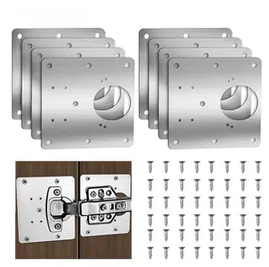 8-piece cabinet hinge repair plate and screws, stainless steel hinge repair plate, hinge repair fixing plate, kitchen cabinet door hinge repair bracket set.