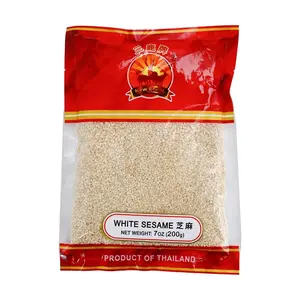 Three Deer Brand Thai White Sesame Seeds 200g - Roasted for Baking, Grilling, Stir-Frying - Premium Quality Cooking Ingredient