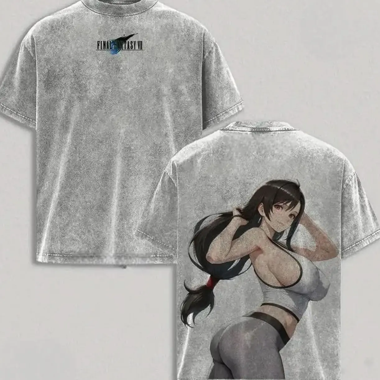 Tifa Lockhart Final Fantasy VII Gaming Graphic T-Shirt Retro Game Waifu Design Heavy Cotton Tee for Fans ZDB