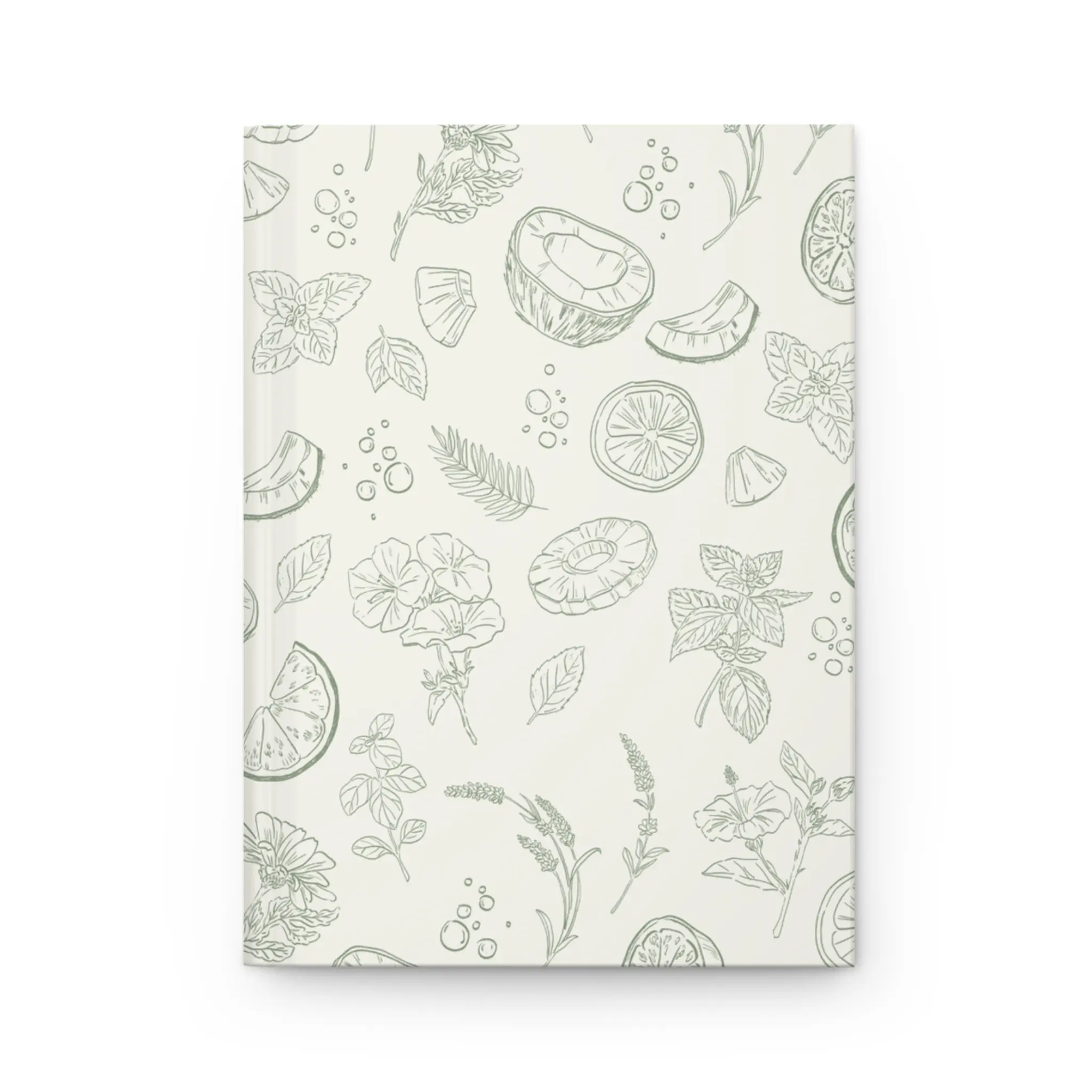 Washed Hardcover Journal – Botanical Print Lined Notebook with Perforated Pages