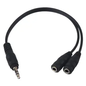 3.5mm AUX Audio Mic Splitter 1 Male to 2 Female Gold Plated Headphone Cable Cord