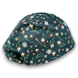 Flowers Euro Scrub Cap for Women with Satin Lined Option by Paradise Caps.
